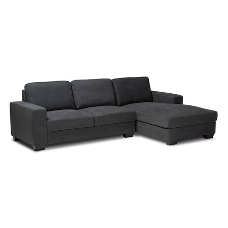 BAXTON STUDIO Nevin Dark Grey Upholstered Sectional Sofa with Right Facing Chaise 158-9742